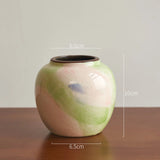 Qfdian  Hand Drawn Oil Painting Ceramic Vase Glazed Hydroponic Vase with Cracks American Country Style Home Interior Decoration Gift