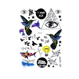 Qfdian  7 sytles Birds Waterproof Temporary Tattoo Sticker Tatuajes Fake Tatoo Sleeve Henna Tattoo Decals Body Art stickers