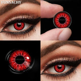 Qfdian  1 Pair Colored Cosplay Contact Lenses for Eyes White Red Black Cosplay Lens Anime Role Playing Eye Makeup Contact Lens