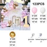 Qfdian  Pastel Pink Balloons Arch Kit White Metal Gold Balloon Garland Baby Shower Wedding Birthday Party Decorations Anniversary Globos