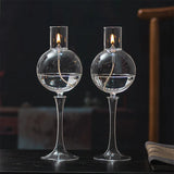 Qfdian  Round Balles Transparent Glass Candle Holder Smokeless Oil Lamp Candlestick Wedding Decor Romantic Candlelight Dinner Ornaments
