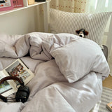 Qfdian  Bedding Set Double Layered Yarn INS Girls Mushroom Soft Washed Cotton Bed Sheet Queen King Size Duvet Set Pillowcase Bed Sheet