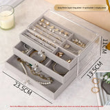Qfdian  3/5Layer Flannel Jewelry Box Earring Necklace Ring Boxes Jewelry Dustproof Tabletop Organizers Multifunctional Storage Box Gifts