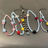 Qfdian  Cute Beaded Cherry Dog Phone Lanyard ,Keychain Anti-lost Rope  Phone Straps,For IPhone Samsung Universal Phone Chain