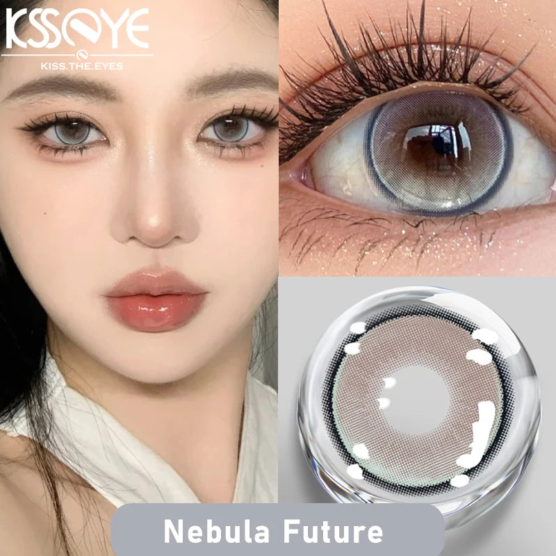 Qfdian 2Pcs Best Selling Color Contacts Lenses Myopia Degree -0.00 to -8.00 Purple Series Soft Lens Contact Lenses with Natural