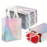 Qfdian  10/20Pcs Non Woven Colorful Laser Gift Bag for Wedding Birthday Party Favors for Guest Christmas Candy Cookie Gift Packaging Bag