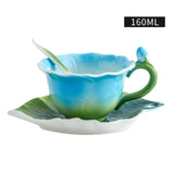 Qfdian Ceramic Rose Coffee Cup Saucer Exquisite Butterfly Kettle Afternoon Camellia Flower Teacup Flower Decoration Milk Coffee Cup New