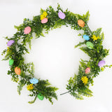 Qfdian  Spring Eggs Easter Eggs Wreath Rattan Creative Artificial Garland Hanging Pendants Front Door Porch Farmhouse Holiday Home Decor