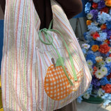 Qfdian Sweet Y2k Aesthetic Embroidery Tote Handbags Fashion Chic Kawaii Striped Underarm Bag Ins Office Lady Shoulder Canvas Bags Women