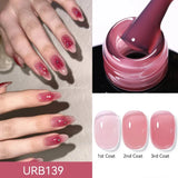 Qfdian 7ml Crystal Jelly Nude Rubber Base Gel Transparent Semi-permanent Varnish UV LED Construction Gel Nail Art Manicure