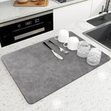 Qfdian  Diatomaceous Earth Absorbent Kitchen Mat Quick Dry Dish Pad Non Slip Countertop Protector Washable Reusable Easy Clean Home Use