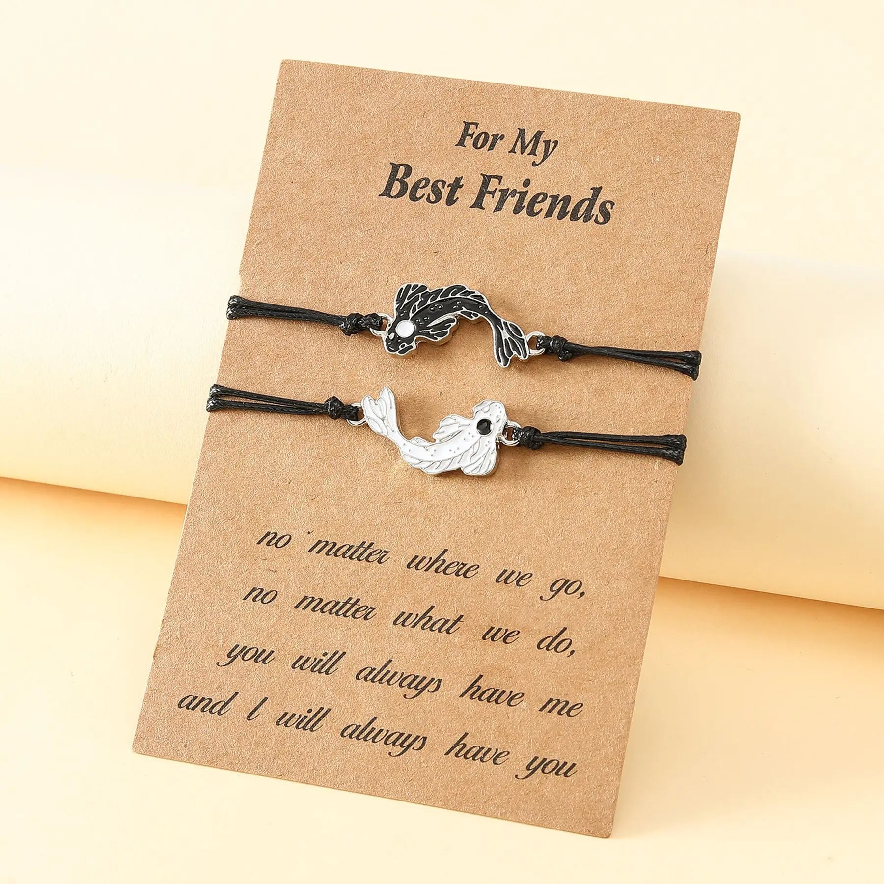 2024 New Alloy Drip Oil Tai Chi Fish Good Friends Card Woven Bracelet Necklace Wholesale