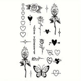 Qfdian  1/5/12PCS Waterproof Temporary Tattoo Sticker Rose Flame Thorns Love Butterfly fake tatto flash tatoo finger for girl women men