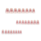 Qfdian  24pcs Smudging Blush Pink Fake Nail Tips Shiny Sequins Gentle False Nails For Women Girls Ballerina Wearable Sweet Press On Nail