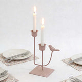 Qfdian  Bird Accent 2-Arm Metal Candle Holder Minimalist Candelabra for Wedding Reception Dining Table Romantic Home Decor Gift