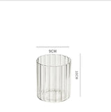 Qfdian Ribbed Glass Hurricane Candle Holders Home Decor Pillar Candles Glass Vase Floating Candle Wedding Ornaments