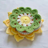 Qfdian  Flower Crochet Coaster Handmade Knitted Placemat for Tea Mug Pad Table Kitchen Decor for Birthday Wedding Tea Time