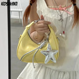Qfdian Luxury Design Top-Handle Bag Women Office Lady Elegant Casual Shoulder Handbags Fairy Y2k Aesthetic Fashion Chic Crossbody Bags