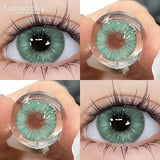 Qfdian 2pcs Blue Color Contact Lenses Natural Contact Lenses for Eyes Beautiful Eyes Lens Cosmetic Pupils Green Colored Lens
