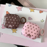 Qfdian Lovely Brown Star Wireless Bluetooth Earphone Case for Apple AirPods 1 2 3 4 Pro 2 Charge Box Shell With Pink Chain Pendant