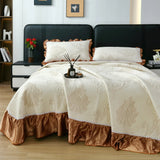 Qfdian 3/5Pcs Luxury European Knitted Cotton Embossing Quilted Bedspread, Bed Cover, Mattress Topper Coverlet, Bed Sheet, Pillowcases