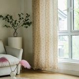 Qfdian Floral Farmhouse Curtains Semi-Blackout Living Room Drapes Cotton Linen Bohemian Window Curtain Panels with Tassel 1 Panel