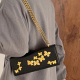 Qfdian Luxury Design Fashion Butterfly Chain Shoulder Bags Y2k Aesthetic Office Lady Chic Underarm Bag Women Elegant Purse and Handbags