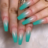 Qfdian 24Pcs Extra Long Square Fake Nail with Glue 3D Little Bear Bow Design False Nails White French Press on Nails Wearable Manicure