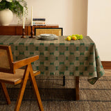Qfdian  Tablecloth Rectangular Shape Atmosphere Linen Green Retro Antique Style Light Luxury High-end Dining Table Layout Easy To Clean