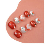 Qfdian 10Pcs Handmade Short Cat Eye Press on Nails Glitter Star Design Reusable Artifical False Nail Tips Nail Art Tips for Girl