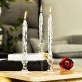 Qfdian  Rotate Transparent Glass Candle Holder Smokeless Glass Oil Lamps Candlestick Wedding Decor Romantic Candlelight Dinner Ornaments