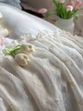 Qfdian French Lace Ruffles Princess Wedding Bedding Set Pure Cotton Double Layer Yarn Soft Duvet Cover Flat/Fitted Bed Sheet Pillowcase