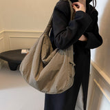 Qfdian Large Oxford Hobos Bags Women Solid Cloth Shoulder Bags Korea Style Canvas Packages Unisex Strong Big Leisure Or Travel Bags