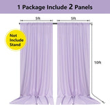 Qfdian  Chiffon Backdrop Curtain 5ftx10ft Light Purple Voile Sheer Curtains 4 Panels Romantic Wedding Party Decor Polyester Chiffon Fabr