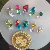 Qfdian 10Pcs High Quality Handmade Press on Nails Colorful Angel Heavy Industry Purple Sparkling Alien Diamond Nail Art Shows White