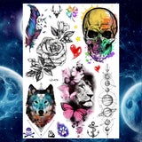Qfdian  Ankle Flora Cherry Lavender Flash Fake Waterproof Tattoos Temporary Women Arm Chest Tattoo Stickers Body Art Custom Tatoos