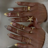 Qfdian  24Pcs Mid-length 3D Flowers Design Fingertips Sweet Butterfly Yellow Ripple Almond False Nails Detachable Full Cover Press Ons