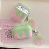 Qfdian Korea Lovely Fresh Strawberry Pattern Silicone Earphone Case for AirPods 2 3 4 Pro 2nd Generation Protective Cover Cute Pendant