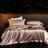 Qfdian 22 Momme Natural Mulberry Silk Luxury Bedding Set Yarn-dyed Jacquard Silk Cotton Duvet Cover Flat Sheet With Pillowcases 4Pcs