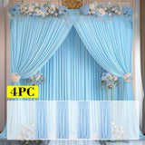 Qfdian  4 Panels-5ft x 10ft Wrinkle Free Pink Backdrop Curtain, Pink Wedding Backdrop Drapes, Silky Polyester Back Drop Cloth for Birthd