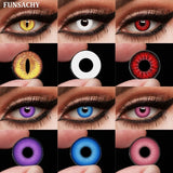 Qfdian  1 Pair Colored Cosplay Contact Lenses for Eyes White Red Black Cosplay Lens Anime Role Playing Eye Makeup Contact Lens