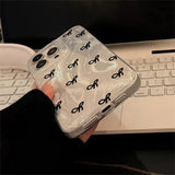 Qfdian Ins Korean Mini Bow knot Laser Silver Phone Case For iPhone 11 13 14 15 16 Pro Max Cases iPhone 7 8 Plus XS XR Phone Cover