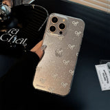 Qfdian Shiny blue bowknot soft phone case for iphone 15promax 13 11 15 13pro 15pro 12 14promax 12pro 14 pro max transparent fundas capa