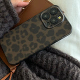 Qfdian Matte Leopard Amber Silicone Back Cover Neutral Mobile Phone Case For iPhone 16 15 14 13 12 11 Pro Max Protective Fundas Cover