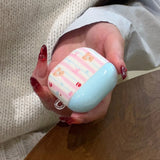 Qfdian New Cartoon Cute Bear Bowknot Silicone Shockproof Protection Case for AirPods Pro 2 for AirPods 4 3 2 1 Soft Cover Cake Pendant