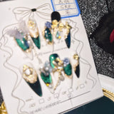 Qfdian 10Pcs High Quality Handmade Press on Nails Nail art Cancer Super Sparkling Dark Style Spicy Girl