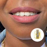 Qfdian Fashion CZ Stone Vertical Bar Teeth Grillz Braces Hip Hop 4 Zircon Tooth Caps Dental Grills For Women Men Jewelry