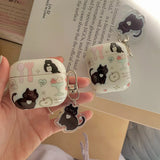 Qfdian cartoon lovely black cat soft earphone case cute pendant for apple airpods 2 3 pro 2nd wireless bluetooth charging box capa fall