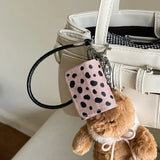 Qfdian Luxury leather leopard print earphone bag case for airpods 1 2 3 4 pro 2 protection cover with bracelet fall prevention couple