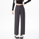 Qfdian  Spring Korean Fashion Flipped Casual Women's Suit Pants New Solid Color Versatile Straight Leg Women Loose Wide Leg Pants